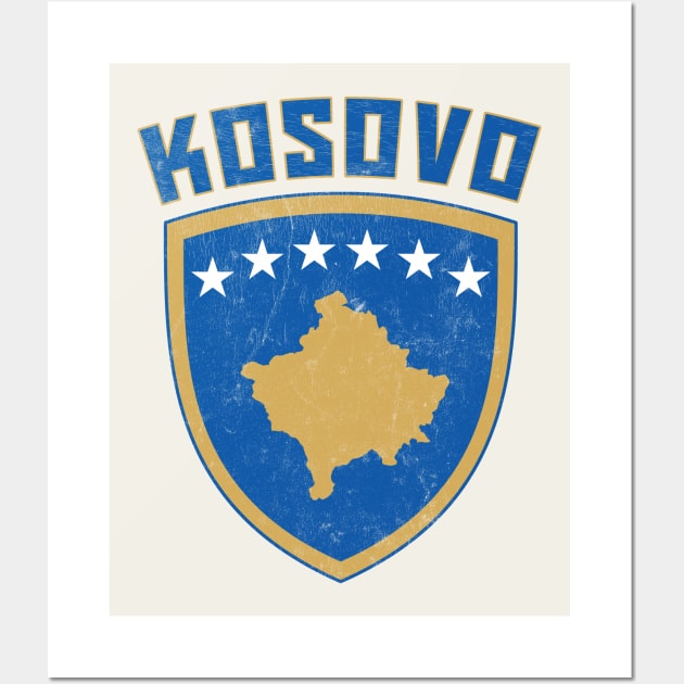 Kosovo // Vintage Faded Style Flag Design Wall Art by DankFutura